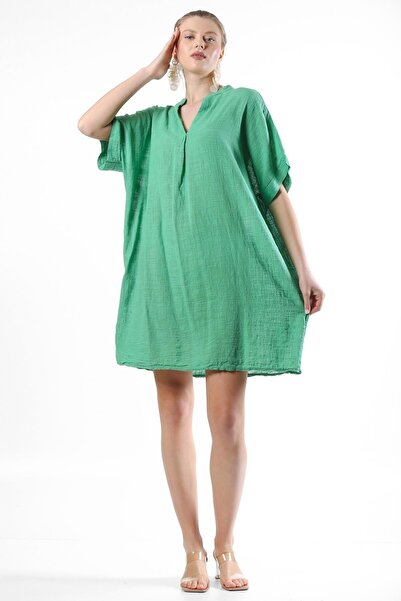 della moor Green Italian Plus Size Tunic Dress