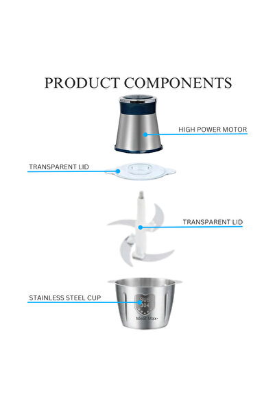 Zimtal Electric Meat Grinder Stainless Steel Electric Meat Chopper, 300W Food Processor