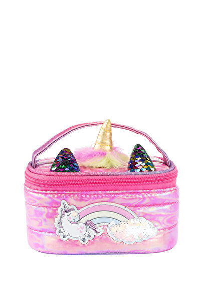 Girabrilla Puffer Koyu Pembe Unicorn Kız Çocuk Makyaj Çantası