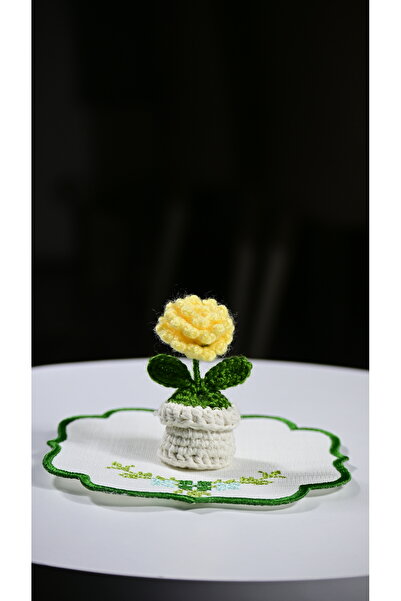 Örgü Mini Çiçek - Sarı