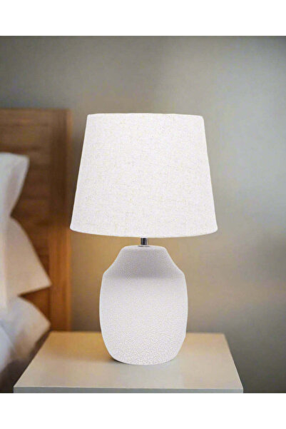 REDTAG White Textured Ceramic Table Lamp