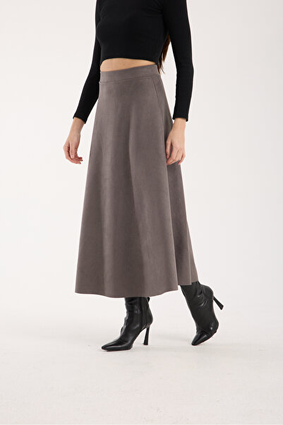 DeChival Long Suede Skirt - 90 cm Full Length Flawed Suede Skirt