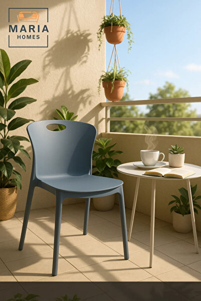 MARIA HOMES Grey Plastic Chair Modern Lightweight Armless Chair with Back Handle Cutout for Indoor & Outdoor Use