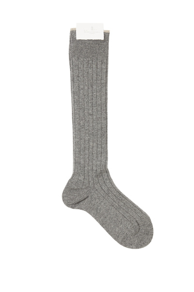 Brunello Cucinelli Gri Ribli Erkek Kaşmir Çorap
