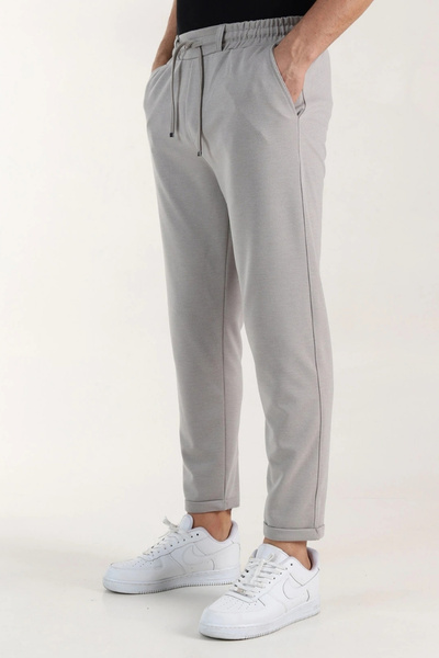 EXSPORT Diagonal Fabric Slimfit Comfortable Fit Double Leg Men's Trousers with Back Pockets