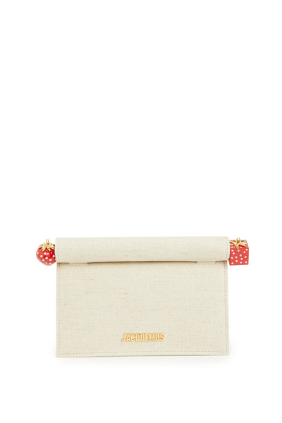 JACQUEMUS La Petite Ekru Keten Karışımlı El Portföyü