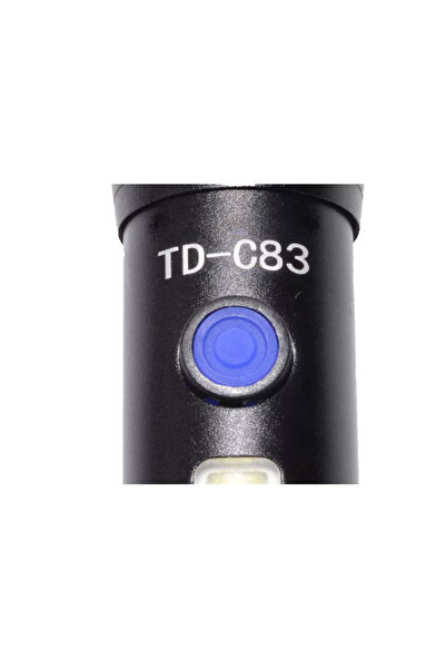 OEM TD-C83 flashlight with 7 W CREE LED, 7 W COB side LED, integrated battery, telescopic zoom