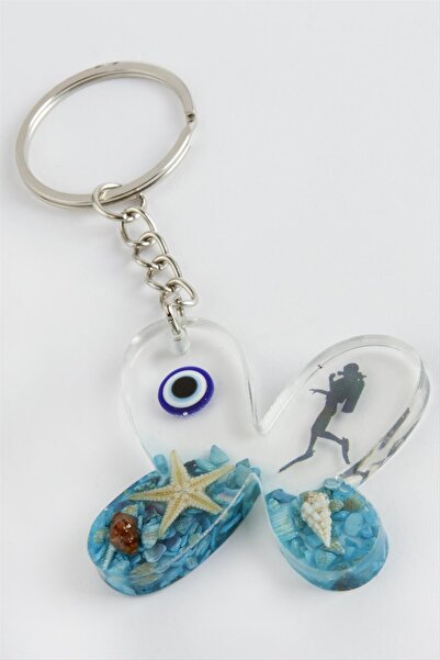 ZERO LAND Mtxdpn Butterfly (133441) Epoxy Keychain-Blue