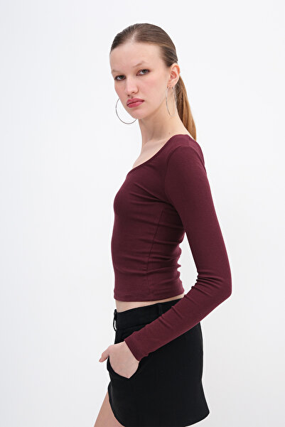 Addax U Neck Basic Modal Blouse B4410