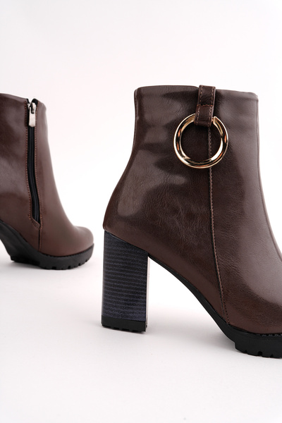 Madam Tarz Bln-540 Ring Buckle Thick Heel Boots