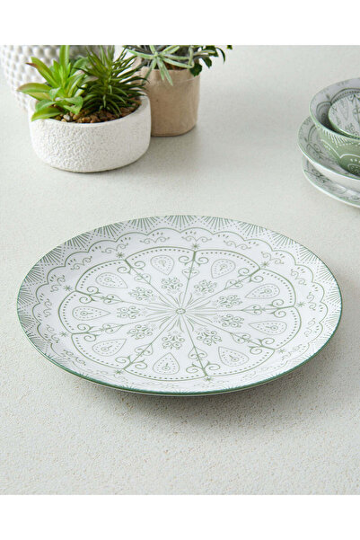 REDTAG Green Floral Pad Print Dinner Plate