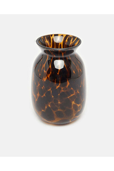 REDTAG Safari Brown Embellished Cheetah Glass Vase