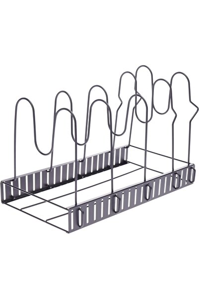 Home Dwell رف منظم للأواني والمقالي قابل للتوسيع، حامل غطاء قابل للتعديل (أسود)