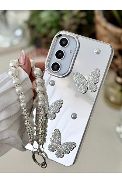 Go Aksesuar Galaxy A15 Uyumlu 3d Tasarımlı Aynalı Oyuncaklı Charm Kelebek Sil...