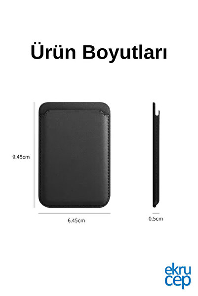 Ekru Cep Magsafe Magnetic Card Holder Leather Wallet Card Holder Compatible with All Phone Models