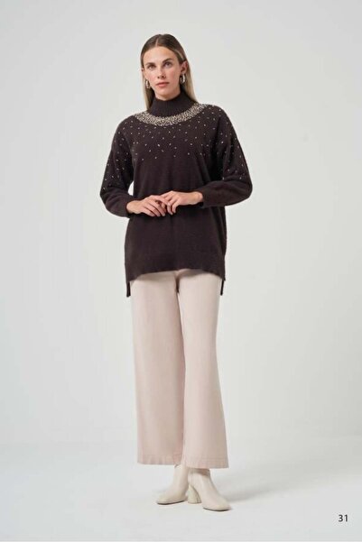 Nuss O-Neck Floral Embroidered Angora Tunic