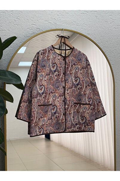 BENAHOLL Elique Snap Fastener Double Pocket Patterned Jacket-Bn4325 Brown