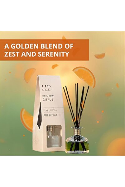 Home Dwell Sunset Citrus Reed Diffuser 80ml - Calming Aroma for Relaxation and Focus