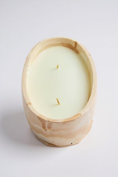 iniaHome El Yapımı Mermer Desenli Taş Tozu Kase Mum – Fitilli Vegan Palm Mix ...