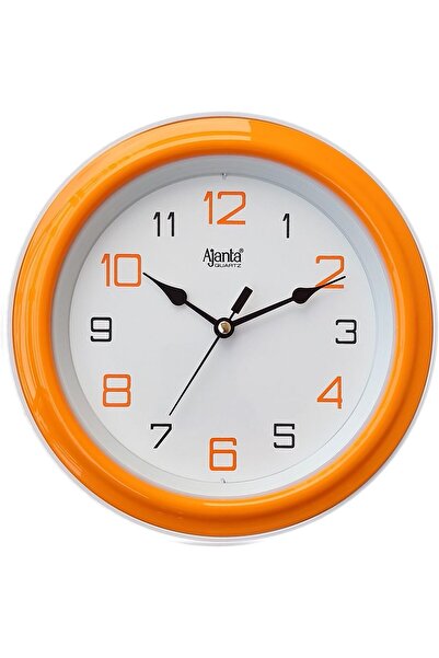 ajanta ساعة بلاستيكية مجردة دائرية الحركة تناظرية (20.5 × 20.5 × 3.5 سم، برتقالية)