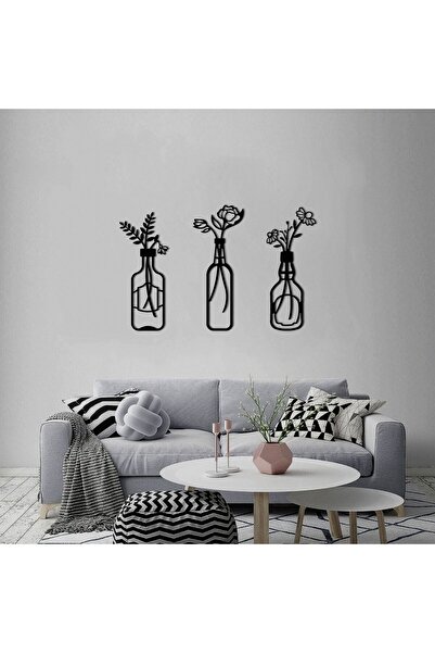 LAZORİAE Wooden Painting in the Shape of a Vase Consisting of Three Pieces