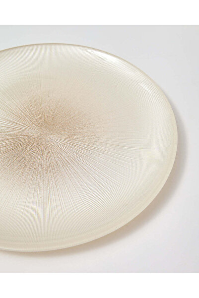 REDTAG Cream And Gold Embellished Glass Dinner Plate