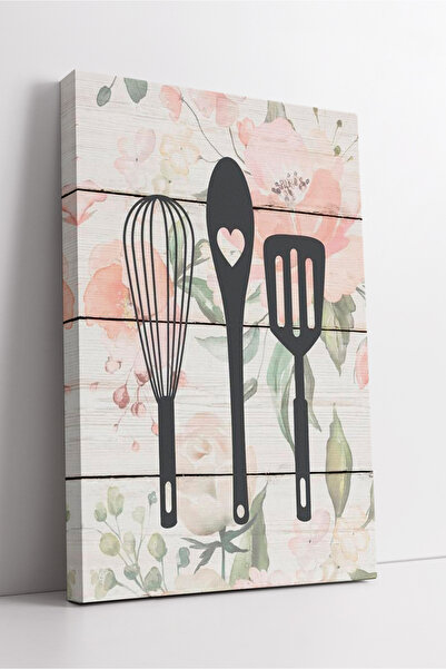 KOSS Dijital Romantic Kitchen Canvas Painting with Silhouettes of Whisking Sp...