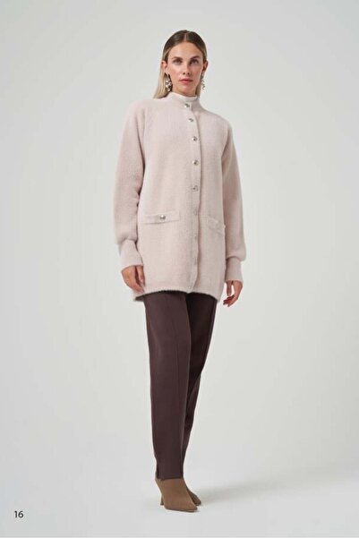 Nuss Angora Cardigan with Front Snap Button Pocket Detail