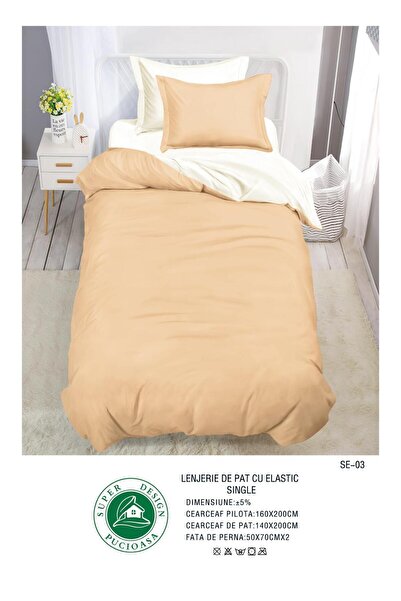 Super Design Pucioasa Bed Linen 1 Person, 4 Pieces, with Fitted Sheet, Fine Cotton + Microfiber, 140x200