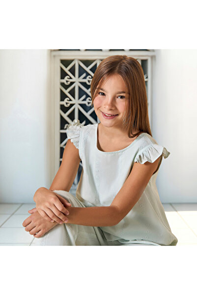 Juniors Embroidered Cap Sleeves Top and Pyjama Set