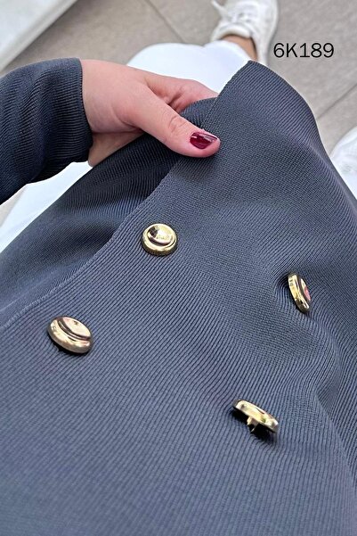 İnce Topuk Double-Breasted Collar Buttoned Knitwear Cardigan 6K189