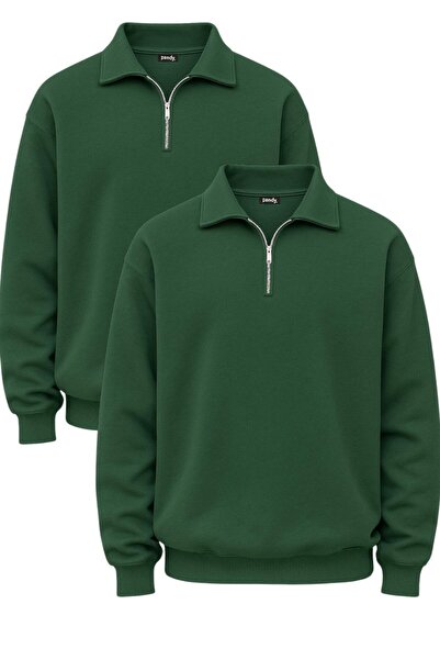 pandy 2-Pack Three Thread Compact Polo Neck 100% Cotton O Oversized Sweatshirt