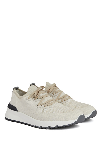 Brunello Cucinelli Ekru Çorap Formlu Erkek Sneaker
