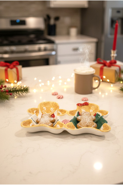 FH finehome Xmas 2-Piece Cookie Man Serving Plate