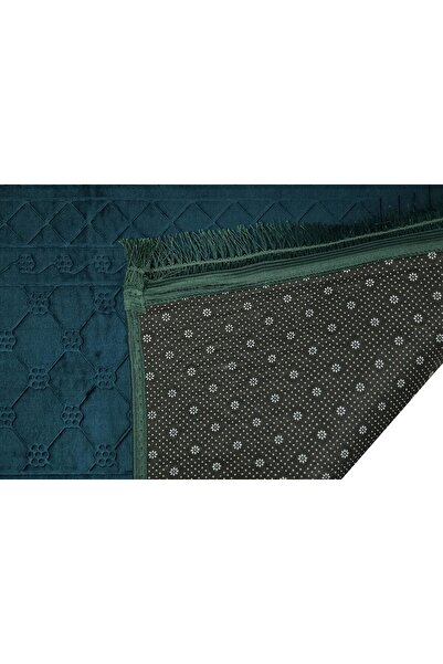 Home Dwell Premium Velvet Prayer Mat 80x120 cm – Anti-Slip Janamaz with Tasbeeh – Dark Green