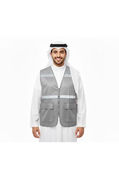 Generic High-visibility mesh safety vest with multiple pockets for engineers and supervisors