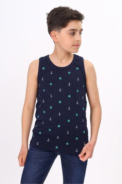 Toontoy Boy's Printed Basic Crew Neck Undershirt