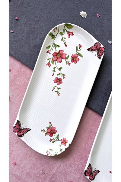 ers erbaşlar Papillon Fleur Pink 2 Piece Luxury Medium Oval Plate Set