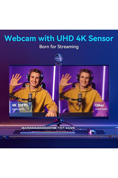 eMeet S600 4K Webcam for Streaming - Sony 1/2.5'' Sensor, PDAF Autofocus, 1080P@60FPS