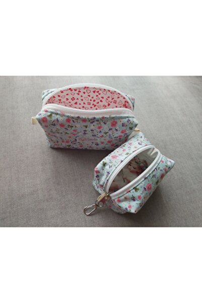 SevAte Handmade Nil Çiçekler Fermuarlı Küçük Boy Hijyen/Makyaj Çantası & Çant...