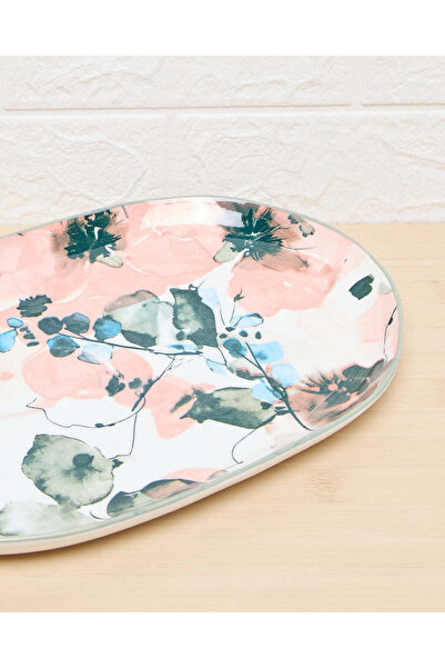 REDTAG White Floral Pad Print Oval Plate