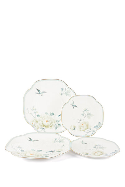 Mikasa Moor Vol De Fleurs Porselen 2'li Pasta Tabağı ve 2'li Servis Tabağı Seti