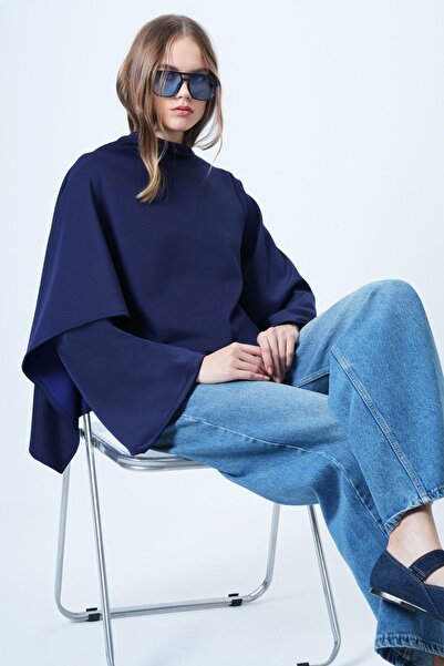 Trend Alaçatı Stili Dámská námořnická modrá halenka s výstřihem do tvaru kola...