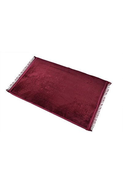 Home Dwell Premium Velvet Prayer Mat 80x120 cm – Anti-Slip with Tasbeeh – Red