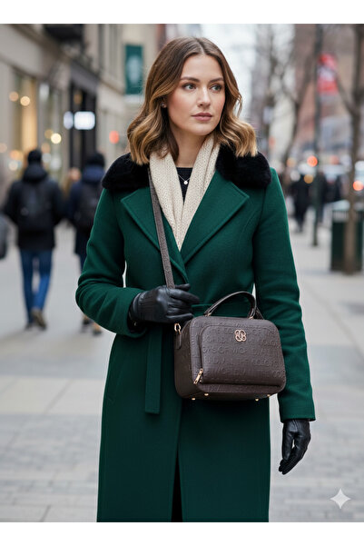 FABRİCA WEAR Women's Stylish Bag with Embossed Lettering, Phone Compartment, and Shoulder Strap