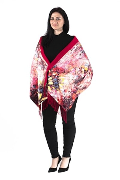 L-line fashion Women's shawl, multicolor rainbow, silk paint-print, lined with cashmere, abstract, 190x50 cm