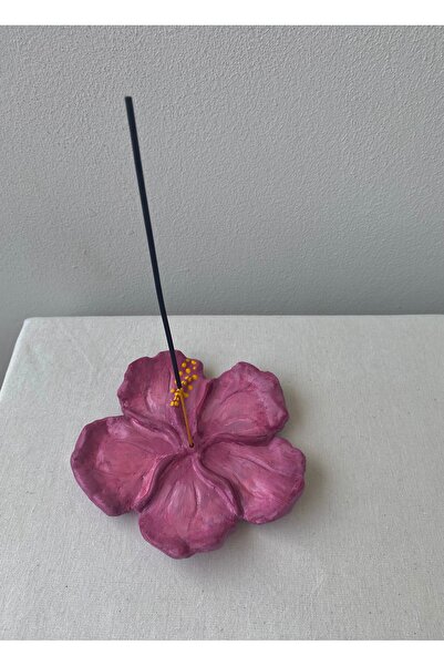 EYO Dekoratif Çiçek Mor Hibiskus Tütsülük & Takı Tabağı