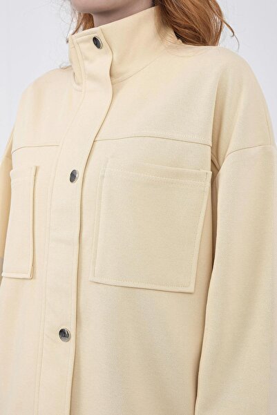 Basicpark Yellow Women's Pique Textured Waist Adjustable Oversized Jacket Pants Set