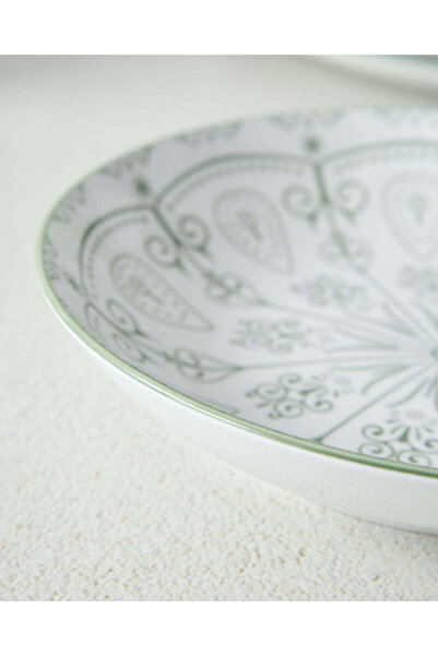 REDTAG Green Floral Pad Print Soup Plate