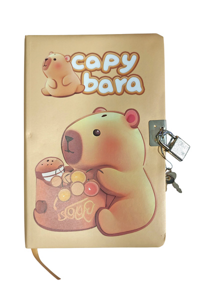 Limmy Capybara Scrapbook (Diary) Locked Notebook 80 Sheets - Capybara with Toy
